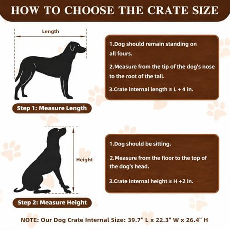 41 Inch Dog Crate Furniture for Large Dogs, Wooden Indoor Dog Cage with Double Doors, Built-in 360° Swivel Bowls, Comfortable Flat Floor, Rustic Style End Table Kennel Zoolati