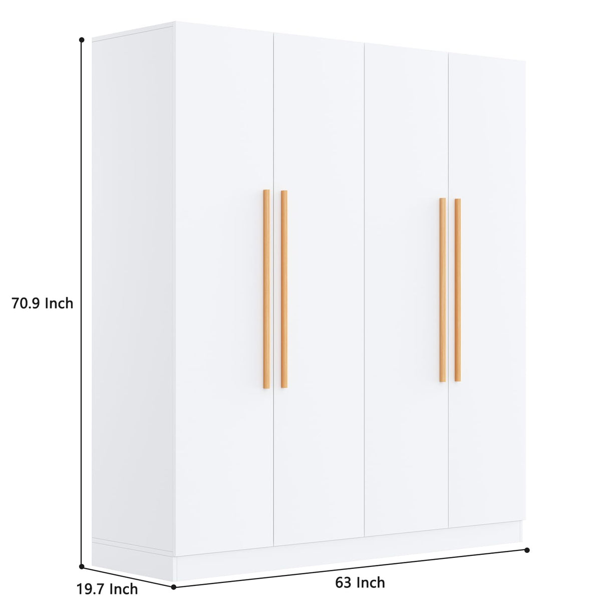 Fddevelop 4 Doors Wooden Wardrobe Closet Armoire, White Storage Cabinet for Hanging Clothes, Bedroom Extra Large Capacity Freestanding Armoire,Wood Wardrobe Combination with Shelves (White) (White) Fddevelop