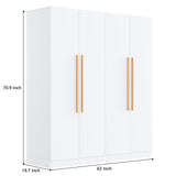Fddevelop 4 Doors Wooden Wardrobe Closet Armoire, White Storage Cabinet for Hanging Clothes, Bedroom Extra Large Capacity Freestanding Armoire,Wood Wardrobe Combination with Shelves (White) (White) Fddevelop