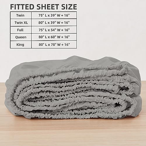 HBHLFZ Full Fitted Sheet Only, Soft Breathable Bottom Sheet - 54"x75" Deep Pockets Full Size Fitted Sheet - All Around Stretch Fit, Wrinkle Resistant, Colorfast - Easy Care, Gray HBHLFZ