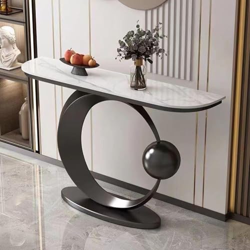 SFJATTA Narrow Entryway Accent Table, Uniquely Designed Marble Console Table, for Living Room, Hallway, Couch, Foyer(Black,47.2 * 11.8 * 31.5in) SFJATTA