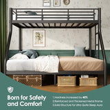 Cyranture Twin XL Over Queen Bunk Bed Size, Heavy Duty Bunk Beds with Bottom Space & Guardrail Metal Bunk Bed Frame for Adults Dorm Bedroom Guest Room, No Box Spring Needed（Upgrate Black） Cyranture