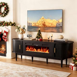 Decofy 70″ Fluted Fireplace TV Stand for 80″ TVs, Remote & Touch Control, Adjustable Flame Colors & Temperature Entertainment Center with Storage, Modern Media TV Console Table for Living Room (Black) Decofy