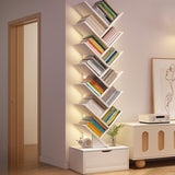 CraftThink Tree Bookshelf, 12 Tier Bookcase with Storage Cabinet, Floor Standing Book Shelf Tall Bookshelves for Home Office Furniture -Grey |Drawer|, 13.5" L x 8" W x 62" H (Lighting Not Included) CraftThink