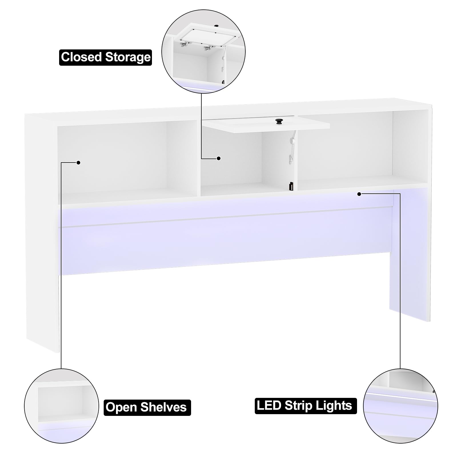 Unikito L Shaped Desk with Drawers, 60 Inch Office Desk with Power Outlet and LED Lights, Sturdy Corner Computer Desk with Hutch and File Cabinets, 2 Person Home Office Gaming Table, White - WoodArtSupply