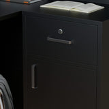 FAMAPY Modern Reception Counter, Large Storage Shelves and Drawers, Retail Counter Front Desk for Reception Room Black FAMAPY