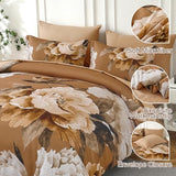 Dobuyly Brown Comforter Set Queen Size 7 Piece Bed in a Bag, Floral Printed on Brown Comforter Set with Sheets, Soft Microfiber Botanical Fall Complete Bedding Set for All Season Dobuyly