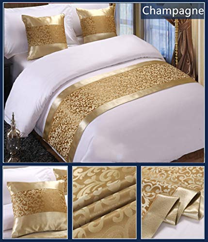 Twelve Champagne Bed Scarve Runner Bedding Scarves for Home Hotel Decorations Single, 50x180cm for 120cm bed Twelve