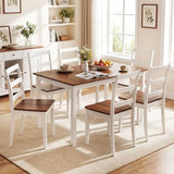 Giantex 7-Piece Dining Table Set for 6, Rectangular 60-inches Kitchen Table and 6 Dining Chairs with Rubber Wood Legs, Protective Foot Pads, Farmhouse Dinette Set for Dining Room, Restaurant (Brown) Giantex