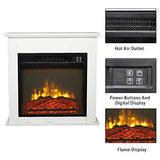 Zokop 25''W Freestanding Electric Fireplace Stove Space Heater with Realistic Flame, Wood Mantel, Remote Control for Home Room Indoor, 1500W-Black Zokop