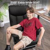 GTRACING Big and Tall Office Chair 400LBS Wide Ergonomic Fabric Deluxe Embossing Designed Gaming Chair with Foot Rest,150°Reclining Adjustable Armrests Pocket Spring Back Support and Pillow GTRACING