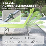 Outsunny Folding Chaise Lounge Pool Chairs, Outdoor Sun Tanning Chairs with Pillow, Reclining Back, Steel Frame & Breathable Mesh for Beach, Yard, Patio, Green