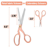 Mr. Pen- Fabric Scissors and Embroidery Scissors Set, 8.5" & 3.5", Stainless Steel, Rose Gold Premium Tailor Scissors, Sewing Scissors for Fabric Cutting, Fabric Shears, Heavy Duty Scissors Heavy Duty Mr. Pen