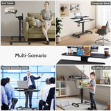 TecbL Pneumatic Standing Desk with Wheels - Adjustable Height 28" - 46" & 0-90° Tilt, 31.5" x 17.7" Skin-Feel Desktop, Rolling Computer Desk for Home Office, Hospital, School (Black) TecbL