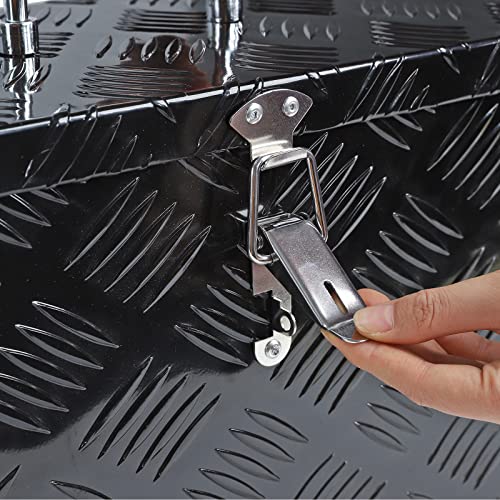 bchsadvb Truck Tool Box Aluminum Pickup Small Truck Bed Toolbox 5 Bar Tread Pattern Truck Storage Trailer Box with Lock 16"X7.5"X10" for Pickup,Truck Bed, RV, Trailer,Heavy Duty Waterproof Black box bchsadvb