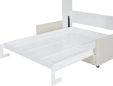 Virubi Full Murphy Bed with Couch,Wood Folding Murphy Wall Bed Cabinet with Sofa (White,Full) Virubi