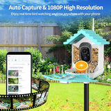 Smart Bird Feeder with Camera,Solar Powered, Ai Identify Wild Bird Watching Camera,Auto Capture Bird Videos Instant Notifications,Ideal Gifts for Bird Lovers Vatjubi