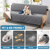 H.VERSAILTEX 100% Waterproof Futon Cover Reversible Futon Slipcover Armless Sofa Slipcover Furniture Protector Seat Width Up to 70" Washable with Adjustable Elastic Strap Anti-Slip, Grey/Beige H.VERSAILTEX