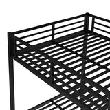 Bellemave Metal Bunk Bed with Trundle, Full Over Full Bunk Trundle and Guardrail and Ladder for Kids/Teenagers, Adults, No Box Spring Needed，Black Bellemave