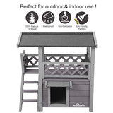 Feral Cat House Outdoor and Indoor Kitty Shelter with Stairs for Cats Insulated, Weatherproof Roof for Winter Aivituvin