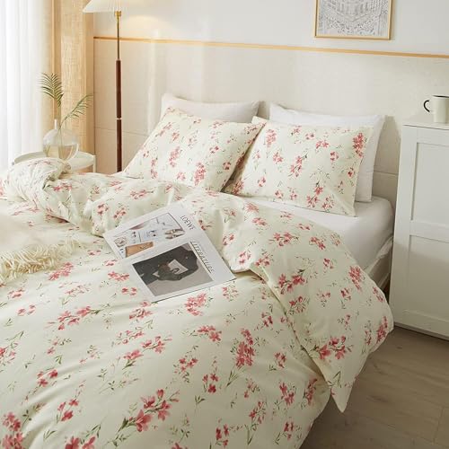 HighBuy Twin XL Comforter Set Pink Floral Boho Twin Extra Fit Comforter Set for College Boho Chic Flower Bedding Set All Season Farmhouse Lightweight Microfiber Comforters with 2 Pillowcases HighBuy