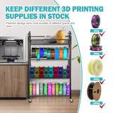 Filament Rack 3D Printer Filament Storage Rack 4-layer Large Capacity Adjustable Filament Spool Holder Printer Stand with Rolling Wheels Heavy-duty Metal Frame for PLA TPU Filament Holder for Studio Bhyhok