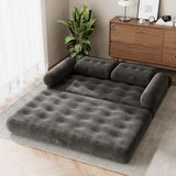 DSNAPE 59" Convertible Sofa Bed, 5-in-1 Folding Loveseat Sleeper Chair with Pillows Removable Armrests, Fold Out Boneless Couch Futon Floor Mattress Lounge for Apartment Dorm Living Room - Grey, Full DSNAPE