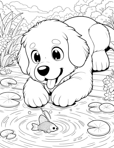 Cute Dogs Coloring Book for Kids Ages 4-8: Adorable Cartoon Dogs & Puppies WoodArtSupply