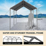 Carport Canopy 10x20 Heavy Duty, Metal Carport Waterproof Carport Garage Tent Outdoor for Car Tuck Boat SUV Party (Grey) gaildon
