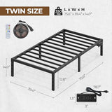 Rolanstar Bed Frame with USB Charging Station, Twin Bed Frame with LED Lights, Platform Bed Frame with Heavy Duty Steel Slats, 14" Storage Space Beneath Bed Rolanstar