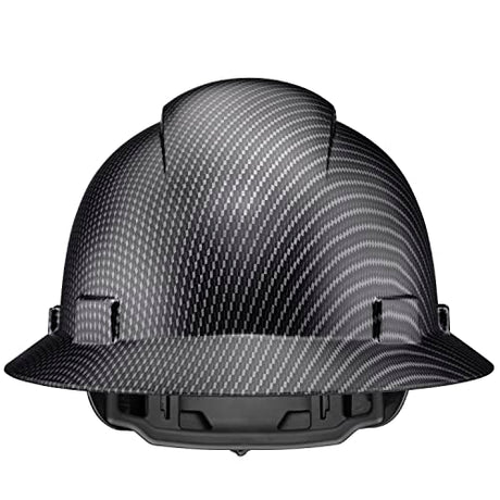 Acerpal Full Brim Non-Vented Classic Black Carbon Fiber Design Matte Finish OSHA Construction Approved Hard Hat with 6-Point Suspension Casco de construccion ACERPAL