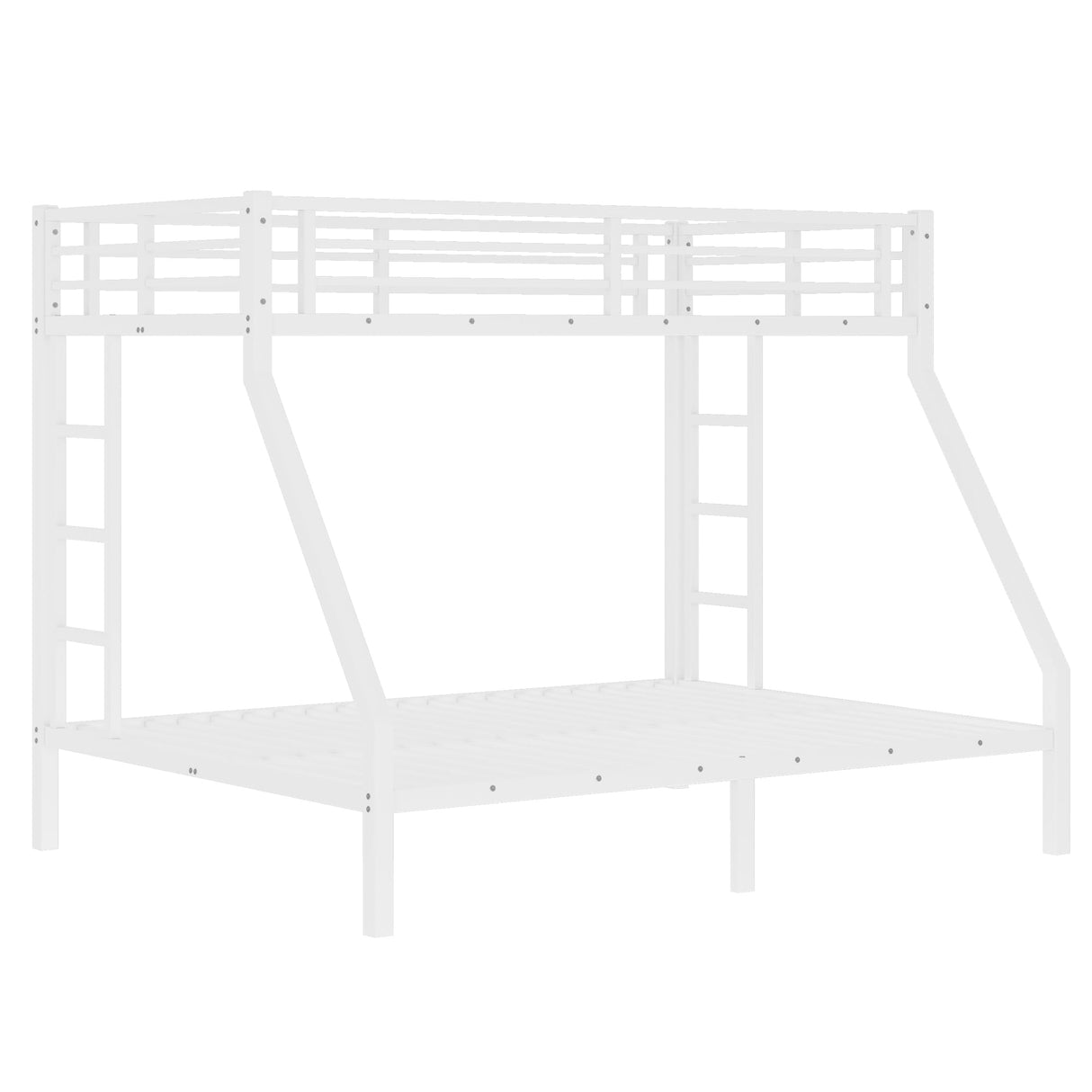 Bellemave Metal Twin XL Over Queen Bunk Bed for Adults/Kids,Heavy Duty Adults Bunk Beds with Guardrail & Ladders,Twin XL Over Queen Size Bunk Beds for Teens,White Bellemave