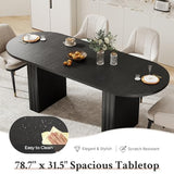 Zevemomo 62.99"-78.74" Oval Expandable Dining Table, Extendable Dining Room Table for 4-8 People with Wooden Strip Base, Modern Kitchen Table with Slide Metal Track, for Family Living Room-Black Zevemomo