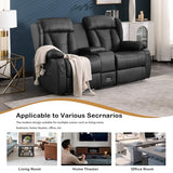 DUNELLA 66" Power Loveseat Recliner Sofa, Home Theater Seating with Console, Electric Recliner RV Sofa with USB/Type-C/Storage/Side Pocket/LED Light for Travel Trailers (Black)