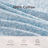 Laura Ashley - Queen Sheets, Cotton Percale Bedding Set, Lightweight & Breathable Home Decor (Heirloom Ditzy Blue, Queen) Laura Ashley