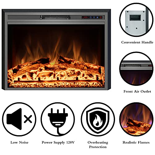 Kentsky Electric Fireplace, 25" Electric Fireplace Inserts, Recessed Fireplace Heater with Remote Control, Adjustable Flame Colors, Timer&Overheating Protection, 750/1500W Kentsky