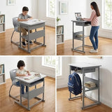 Luxor Student-M Student Desk - Manual Adjustable Desk, Ample Storage with Open Book Box and Shelf, 27.5"W x 19.5"D x 24.5" to 42"H Luxor