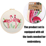 YANCAIYUNL Embroidery Kit for Beginners Flamingo Cross Stitch Embroidery Starter Kit DIY Handmade Needlework for Adults Beginner Tool Kit