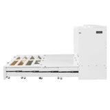 Harper & Bright Designs Queen Size Murphy Bed, Wood Queen Wall Bed with Drawer and a Set of Sockets & USB Ports, Pulley Structure Design, White Harper & Bright Designs