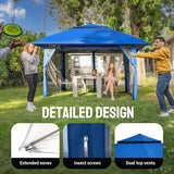 CROWN SHADES 13x13 Pop Up Gazebo, Canopy Tent, Gazebos on Clearance - Outdoor Gazebo for Backyard & Patio Furniture - Carpa Pop Up Tent with Wheeled STO-N-Go Cover Bag (Blue) CROWN SHADES