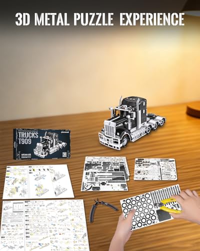 Piececool 3D Metal Puzzles T909 Trucks Model Kits for Adults to Build,DIY Hobbies Building kit Birthday Christmas Day Gifts
