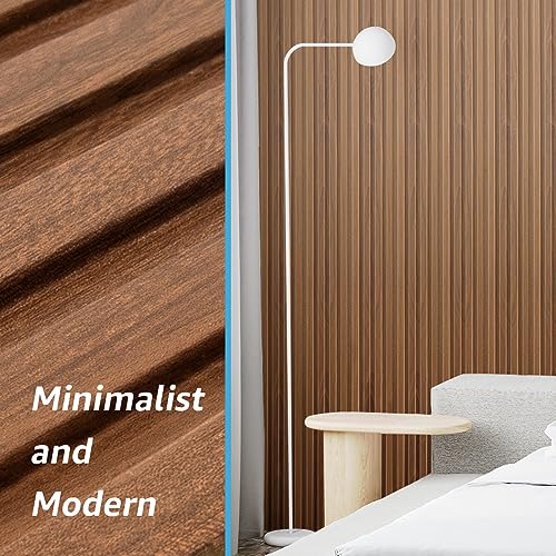 Art3d Slat Wall Panels, WPC Soundproof 3D Wall Paneling for Interior Wall Decor, TV Background, 8-Pack 96 x 6 in. Teak Art3d