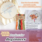 FONNUY Bouquet Flowers Embroidery Kit Love Mom for Beginners, Pre-Stamped Pattern Kits for Adults with Hoop, Easy to Follow Color Thread Needlework, 8'' Hoop (Sunflowers)