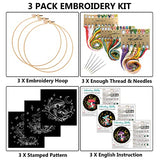Nuberlic 3 Pack Embroidery Kit for Adults Beginners, Stamped Cross Stitch Starter Kit with Mushroom Patterns, Embroidery Hoops, Threads, Needles & Instructions, DIY Needlepoint Craft Gift