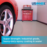 USANNEX Garage Floor Epoxy - 100% Epoxy Resins - Heavy Duty Floor Coating, Floor Sealer - Ideal for Garage Floor (Dark Gray) USANNEX