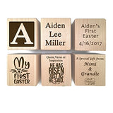 Baby's First Easter Gift 2024 - Personalized Block Easter Gift Custom Engraved Wooden Baby Block for Boy and Girl Choose Image Easter Basket Bunny Egg He is Risen My First Easter Cross Glitzby