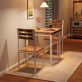 GarveeHome Dining Table Set for 2, Dining Table and Chairs Set of 2, 3 Piece Dining Table Set with Spiral Table Legs for Small Spaces, Kitchen, Apartment, White Brown GarveeHome