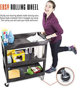 Stand Steady Tubstr 3 Shelf Utility Push Cart Supports Up to 300 lbs - Heavy-Duty Plastic Service Cart Great for Offices, Warehouse Storage, Garage Stand Steady