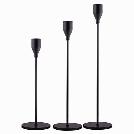 SUJUN Matte Black Candle Holders Set of 3 for Taper Candles, Decorative Candlestick Holder for Wedding, Dinning, Party, Fits 3/4 inch Thick Candle&Led Candles (Metal Candle Stand) SUJUN