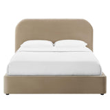 Modway Keynote Modern King Size Bed Frame with Curve Shaped Headboard in Taupe, Upholstered Performance Velvet King Platform Bed, Soft Cloud Bed Frame, No Box Spring Needed Modway